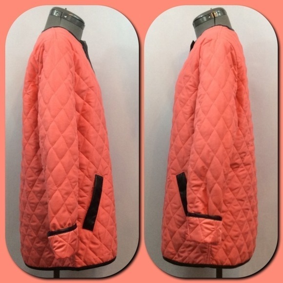 ASOS Coral Color Collarless Quilted Jacket - Size 14 Host Pick - Picture 4 of 6